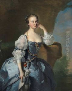 Portrait Of Penelope Bayfield Of Dedham Grove, Essex, Three-quarter-length by Thomas Hudson