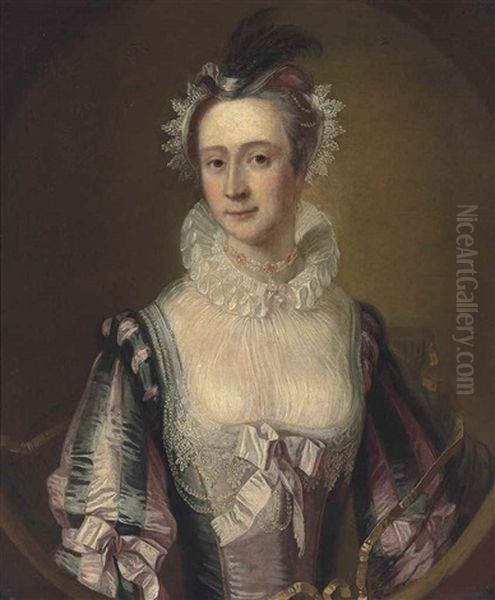 Portrait Of A Lady, Traditionally Identified As Lady Frances Hanbury Williams (1709-1781), Half-length, In Van Dyck Costume, In A Feigned Oval - view 1