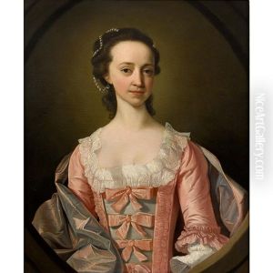 Portrait Of A Lady, Half Length, In A Feigned Oval by Thomas Hudson