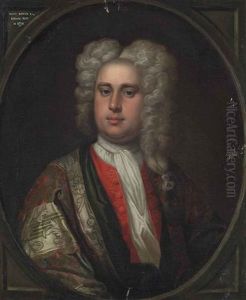 Portrait Of A Gentleman, Traditionally Identified As Henry Bower (1700-1770), Half-length, In An Embroidered Coat And Red Waistcoat