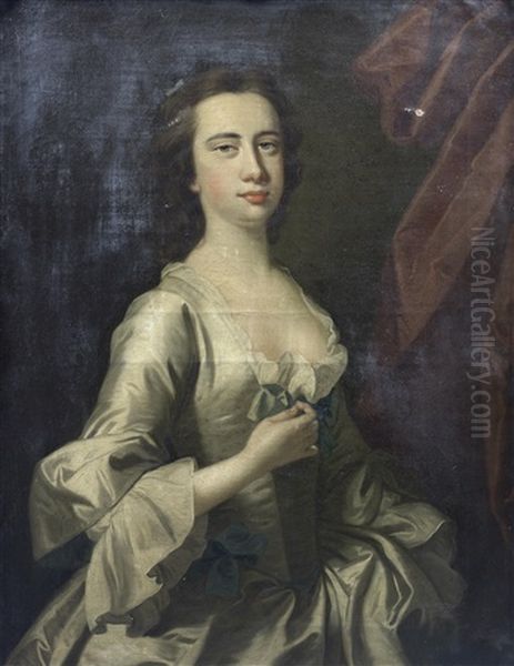 Portrait Of A Gentleman, Traditionally Identified As Mr John Ewen, Half-length, In A White Silk Waistcoat And A Brown Coat; And Portrait Of His Wife, Traditionally Identified As Carolina Ewen, Half-length, In A White Silk Dress (pair) - view 1