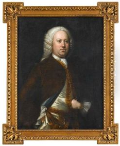 Portrait Of A Gentleman, Three-quarter Length In A Brown Velvet Coat And Gold Trim Waistcoat