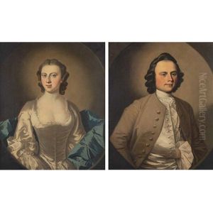 Portraits Of An Elegant Couple (pair) by Thomas Hudson