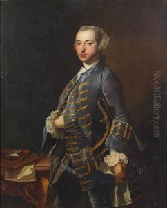 Portrait Of A Gentleman (+ Portrait Of A Lady; Pair) by Thomas Hudson