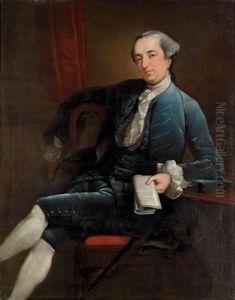 Portrait Of A Gentleman In A Purple Jacket And Gold-embroidered Waistcoat by Thomas Hudson