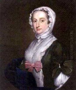 Portrait Of A Lady Wearing A Green And White Dress With Lace Trim And A White Bonnet