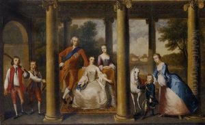 Group Portrait Of Charles Spencer, 3rd Duke Of Marlborough And His Wife Elizabeth, And Their Children, George, Marquess Of Blandford, Lord Charles, Lady Elizabeth, Lord Robert And Lady Diana