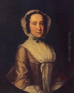 Portrait Of A Lady Wearing A Grey Dress And White Bonnet