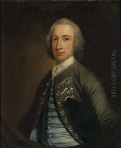 Portrait Of Edward Wilson, Of Dallam Tower, In A Grey Coat And A Blue Waistcoat by Thomas Hudson