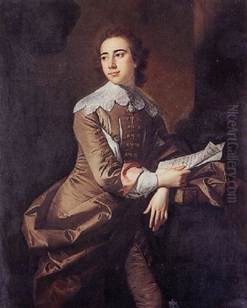 Portrait Of A Gentleman, In A Brown Coat Reading A Manuscript - view 1