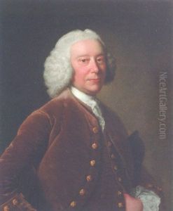 Portrait Of A Gentleman In A Brown Coat And Waistcoat, A Tricorn Under His Arm