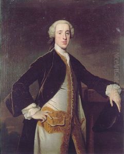 Portrait Of John Bristow Wearing A Brown Velvet Coat And A Silver Waistcoat Enbroidered With Gold