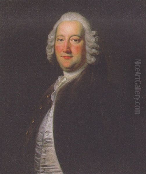 Porrtrait Of Gentleman In A Brown Coat And A Silver Waiscoat - view 1