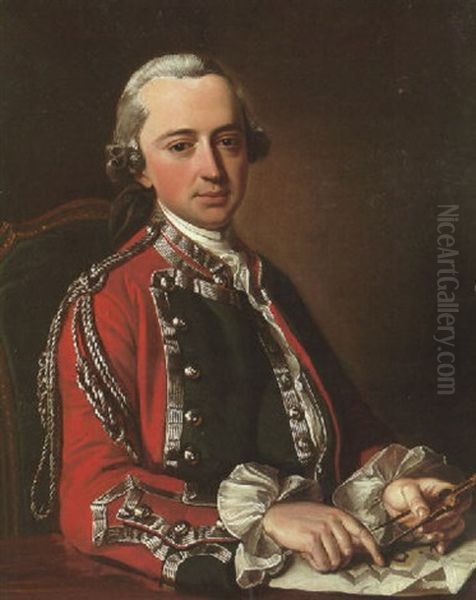 A Portrait Of A Sea Captain, Dressed In Uniform With Navigational Instruments - view 1