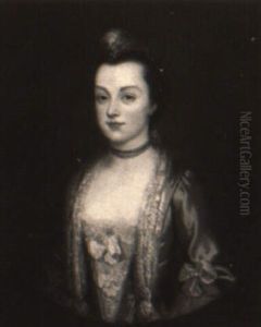 Portrait Of Lady In A Red Satin Dress by Thomas Hudson