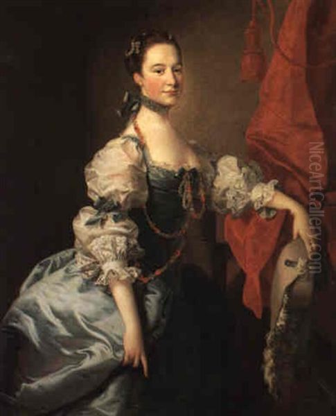 Portrait Of A Lady In A Blue Dress - view 1