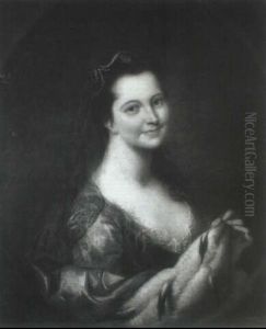Portrait Of A Lady, Half Length, In An Orange Dress With Lace And Black Shawl And White Wrap With Ermin Trim Portrait Of A Lady, Half Length, In An Orange Dress With Lace And Black Shawl And White Wrap With Ermin Trim
