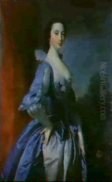 Portrait Of A Lady, Three-quarter Length, Standing Wearing  Van Dyck Costume - view 1