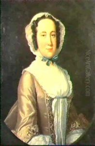 Portrait Of A Lady, Half Length, Wearing A Brown Dress,     Lace Collar, And White Lace Cap...