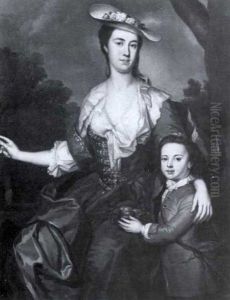 Portrait Of A Lady Thought To Be Mrs. Cooper And Her Son by Thomas Hudson