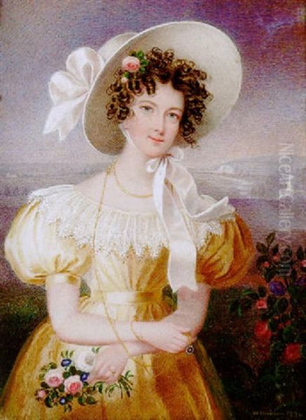 A Pretty Young Lady Wearing Yellow Dress With White Lace Collar - view 1