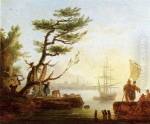 Sudlicher Hafen Mit Fischern, Abend Sudlicher Hafen Mit Fischern, Abend