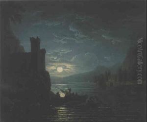 Port Mediterraneen Au Coucher Du Soleil, Avec Des Pecheurs  A Cote D'un Fort