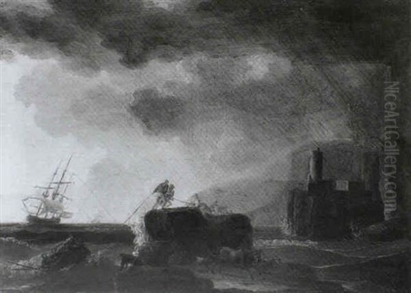 Rowing Boat Being Dragged To Safety In Heavy Seas - view 1