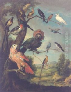 Oiseaux Perches Sur Un Arbre Dans Un Paysage Vallonne by Christophe Huet