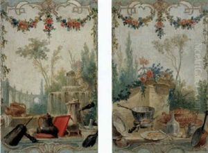 Architectural Capriccio With Still Life In Ornamental Garden