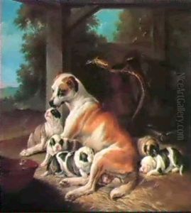 A Mother With Her Puppies by Christophe Huet