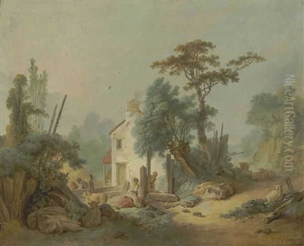 A Pastoral Landscape With Figures And Sheep - view 1