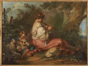 Bergere A La Flute by Jean Baptiste Huet