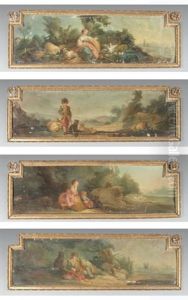Scenes Pastorales (4 Works) by Jean Baptiste Huet
