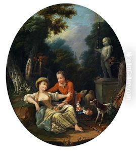Ein Junges Paar Im Park by Jean Baptiste Huet