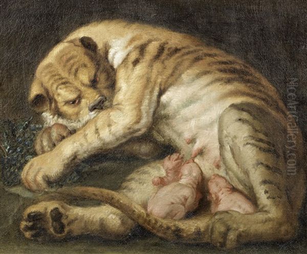 A Tigress With Her Cubs - view 1