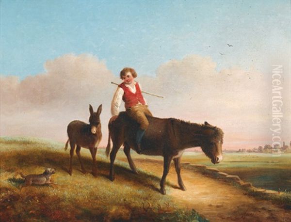 Weite Landschaft Mit Hirtenknabe Auf Esel - view 1