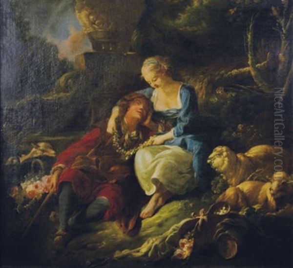 A Shepherd And Shepherdess Resting In A Landscape - view 1