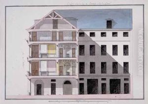 Coupe Sur La Rue Et Elevation Sur La Cour D'une Maison Rue Le Pelletier. by Jean-Benoit V. Barre