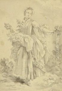 Junge Blumenverkauferin by Jean Baptiste Huet