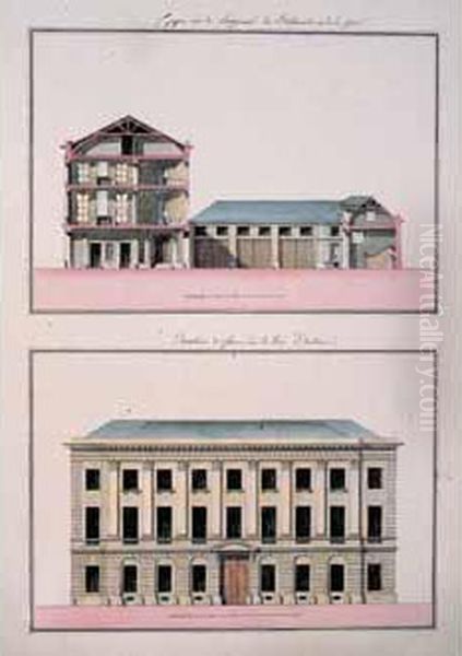 Elevations, Coupe Et Plan D'une Maison Faisant Encoignure Des Rues D'artois Et Pinon. - view 1