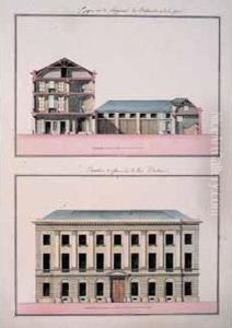 Elevations, Coupe Et Plan D'une Maison Faisant Encoignure Des Rues D'artois Et Pinon. by Jean-Benoit V. Barre