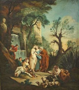 Arkadische Landschaft Mit Jungen Hirten Und Hirtinnen, Die Mit Ihrem Vieh In Der Nahe Eines Brunnens Rasten