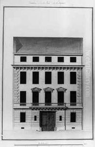 Elevation D'une Maison Sur La Rue Le Pelletier, Avec Les Plans Des Caves, Du Rez-de-chaussee, Des Premier, Deuxieme Et Troisieme Etages Et Des Combles. by Jean-Benoit V. Barre