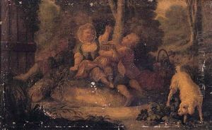 Enfants Jouant Dans Un Parc by Jean Baptiste Huet