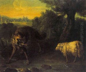 Le Loup Et L'agneau by Jean Baptiste Huet