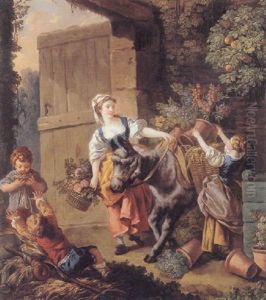 A Flower-seller Setting Off For Market by Jean Baptiste Huet