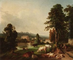 Fluslandschaft Mit Hirten Und Vieh Bei Villiers-sur-orge Fluslandschaft Mit Hirten Und Vieh Bei Villiers-sur-orge