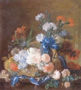 Corbeille De Fleurs Sur Un Entablement by Jean Baptiste Huet