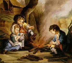 Jeunes Enfants Pres D'un Brasero by Jean Baptiste Huet